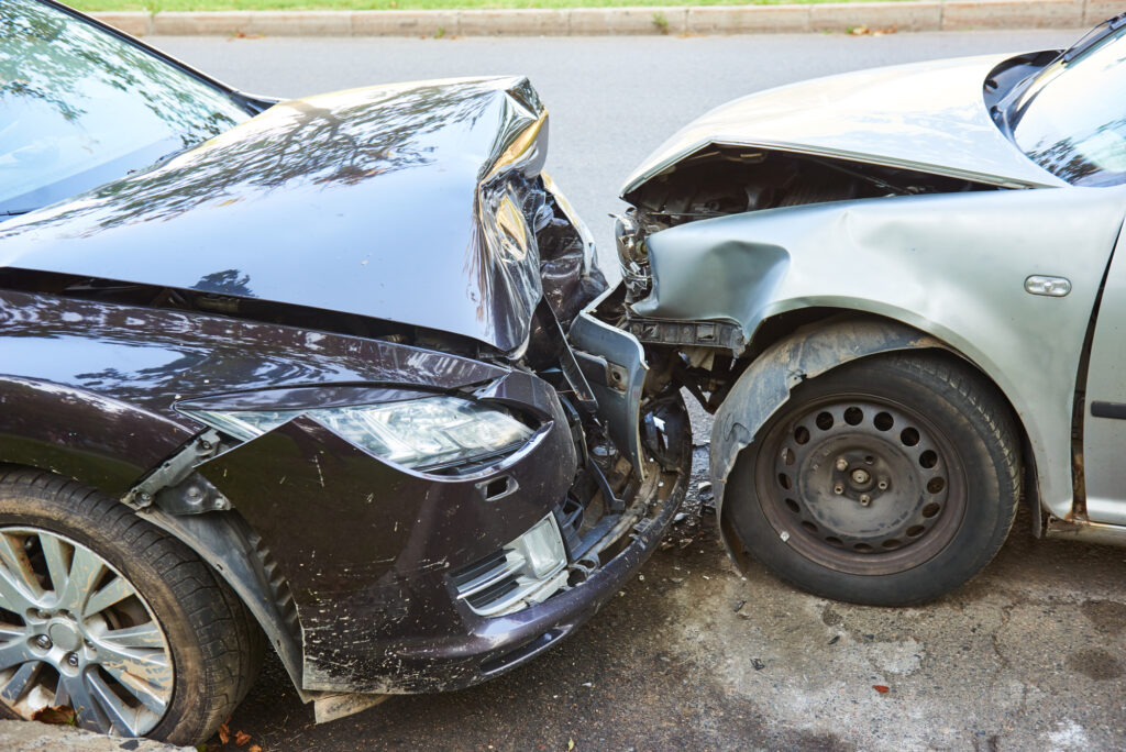 Car crash accident on street